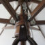 Close-up of patio umbrella wooden hub