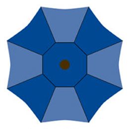 2 Alternating Vent & Panels octagon-shaped patio umbrella canvas
