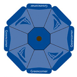 3 Logo Printing on octagon-shaped patio umbrella canvas