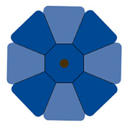 3 Valences on octagon-shaped patio umbrella canvas