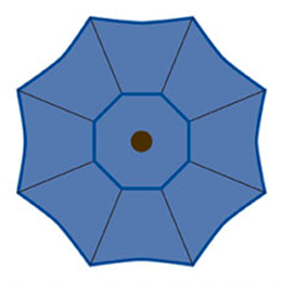 Contrasted Binding octagon-shaped patio umbrella canvas