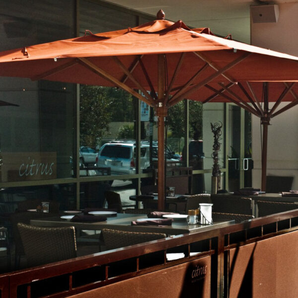 Large outdoor umbrellas at Citrus Restaurant in Orlando