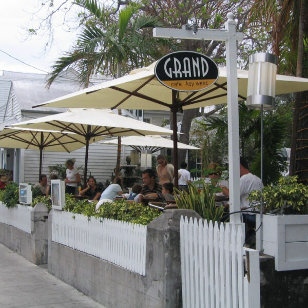 Large patio umbrellas at Grand Cafe Key West Florida